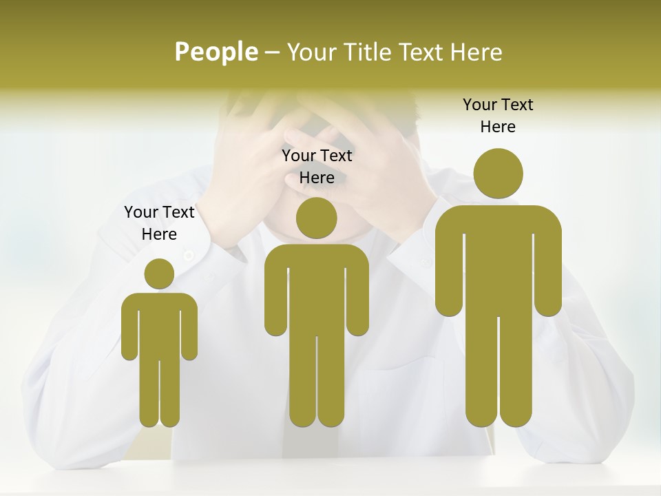 A Man Sitting At A Desk With His Hands On His Head PowerPoint Template