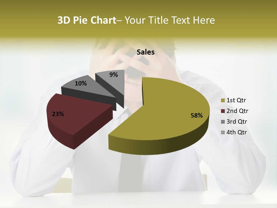 A Man Sitting At A Desk With His Hands On His Head PowerPoint Template