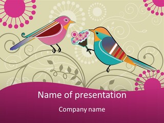 A Couple Of Birds Sitting On Top Of Each Other PowerPoint Template