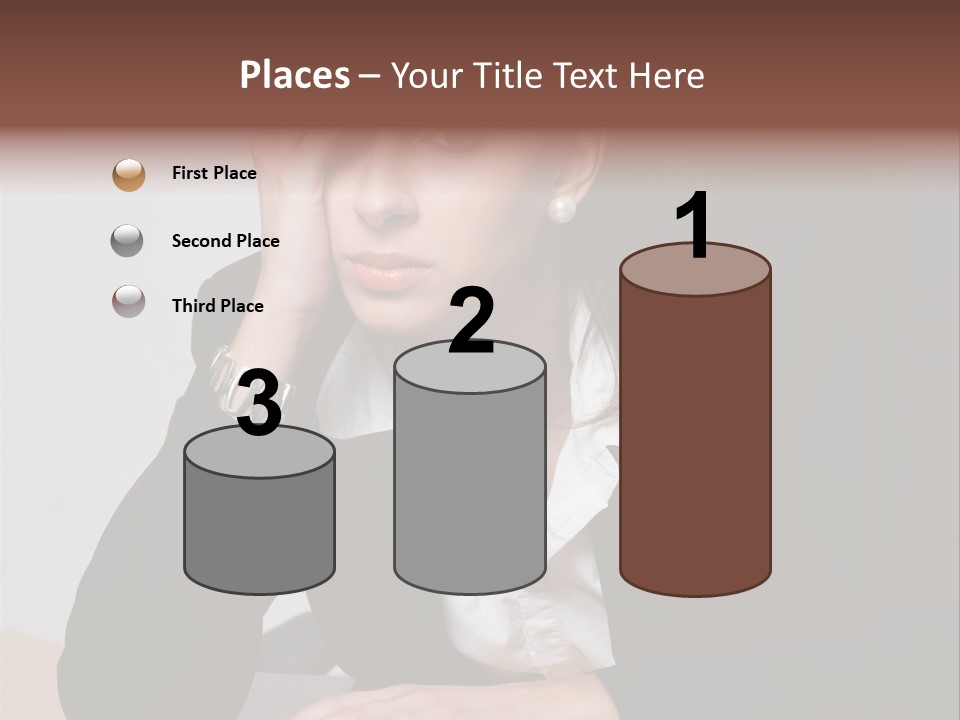 A Woman Sitting At A Desk With Her Hand On Her Head PowerPoint Template