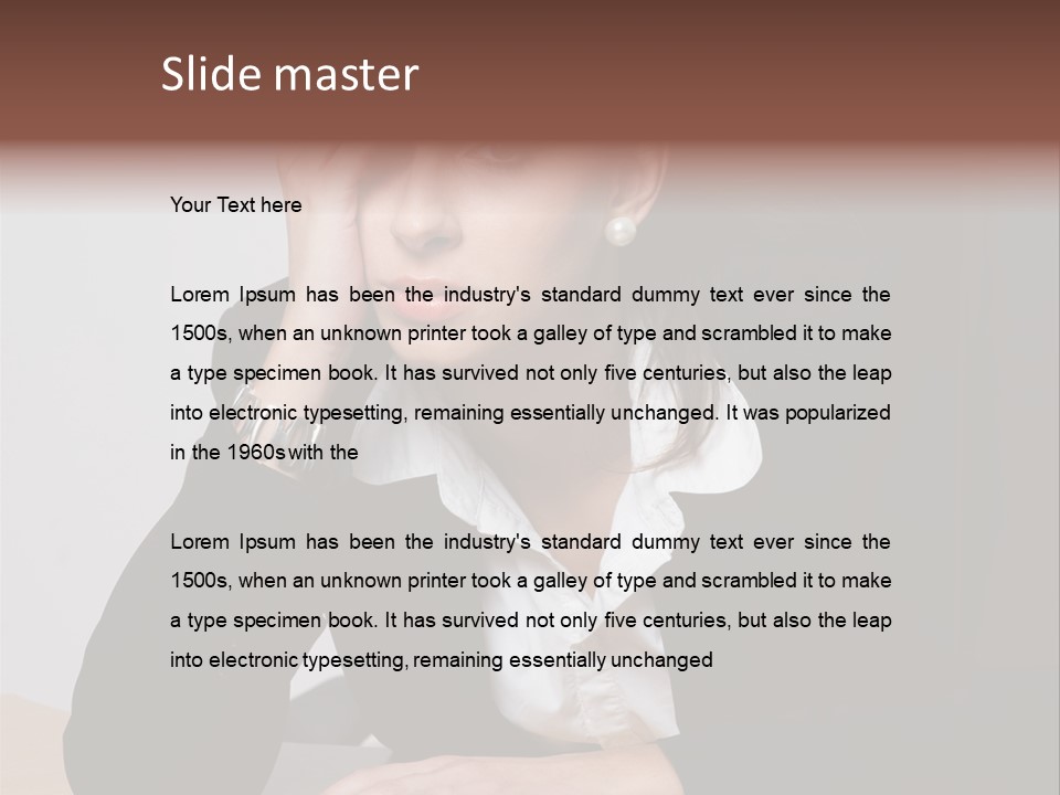 A Woman Sitting At A Desk With Her Hand On Her Head PowerPoint Template