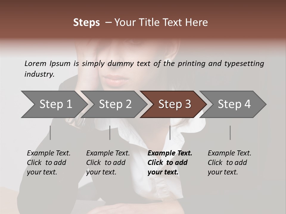 A Woman Sitting At A Desk With Her Hand On Her Head PowerPoint Template