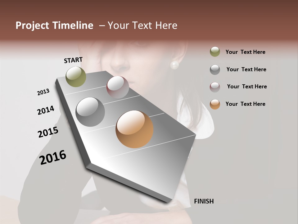 A Woman Sitting At A Desk With Her Hand On Her Head PowerPoint Template