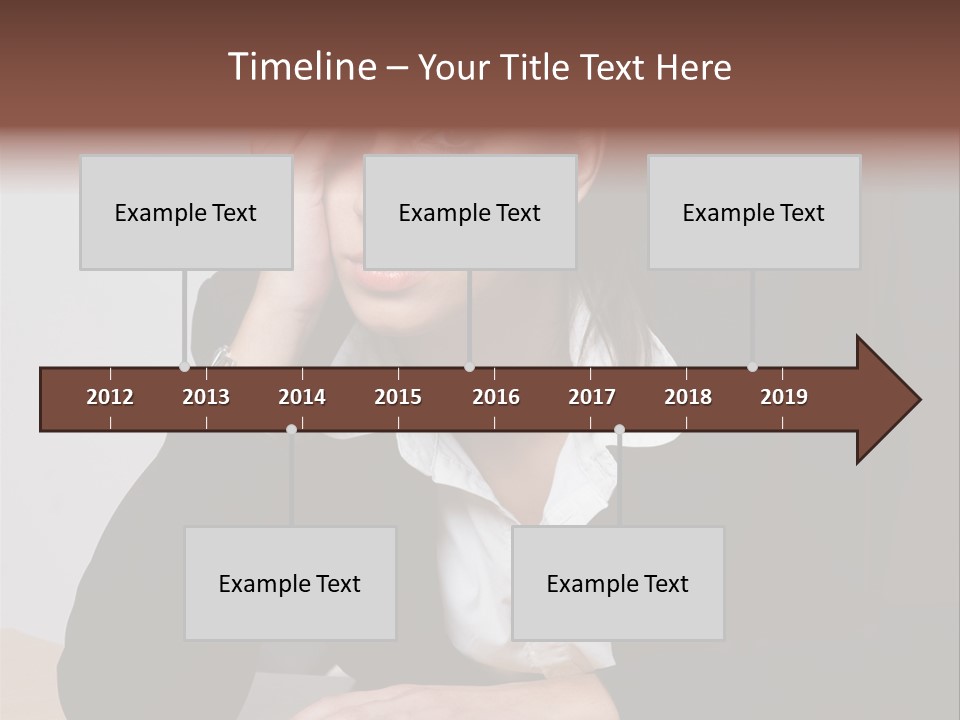 A Woman Sitting At A Desk With Her Hand On Her Head PowerPoint Template