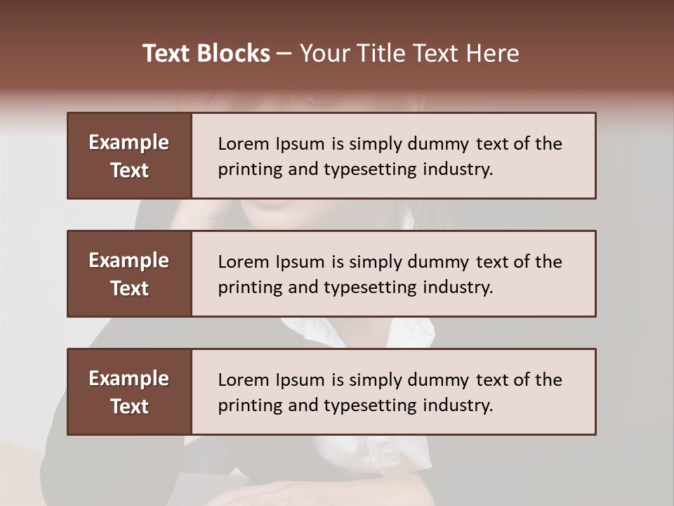 A Woman Sitting At A Desk With Her Hand On Her Head PowerPoint Template