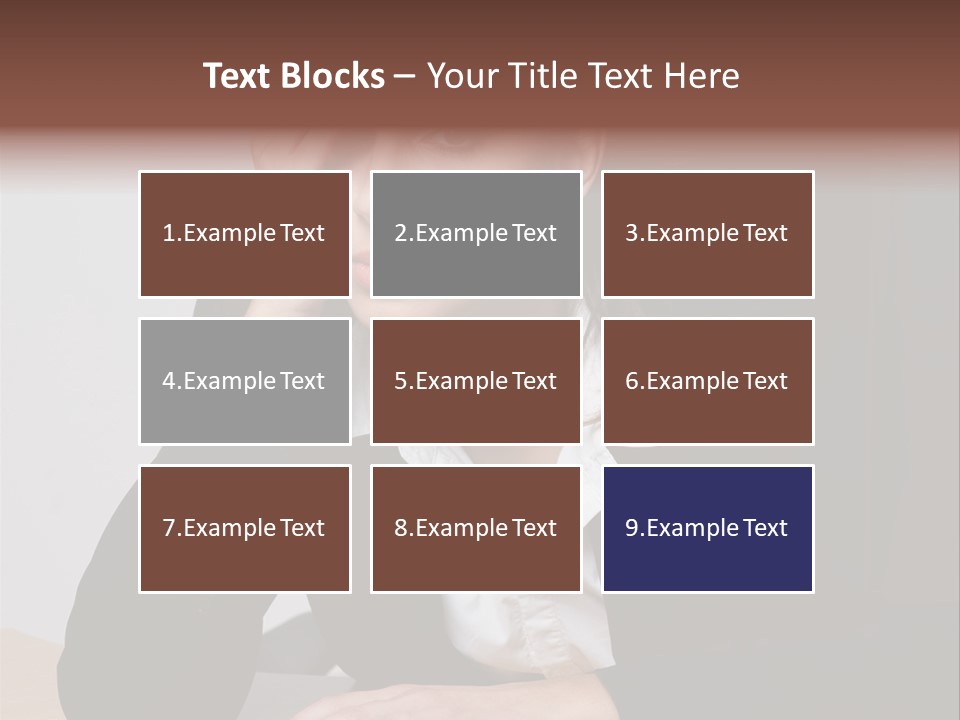 A Woman Sitting At A Desk With Her Hand On Her Head PowerPoint Template
