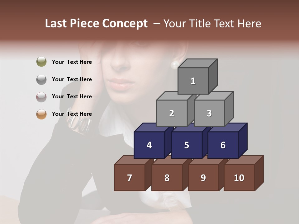 A Woman Sitting At A Desk With Her Hand On Her Head PowerPoint Template