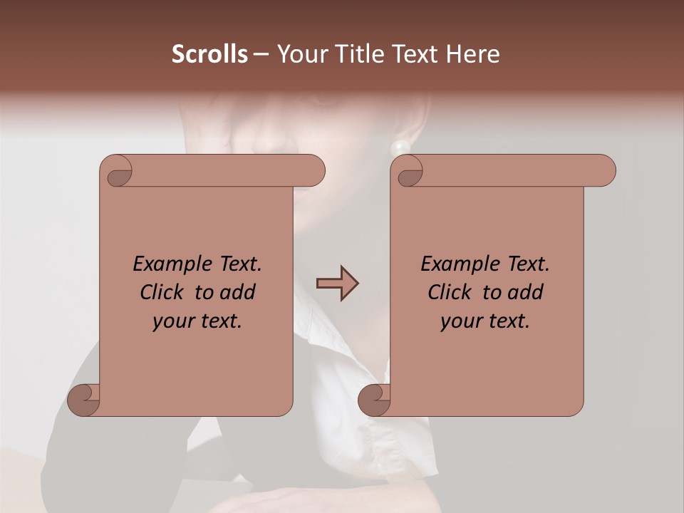 A Woman Sitting At A Desk With Her Hand On Her Head PowerPoint Template