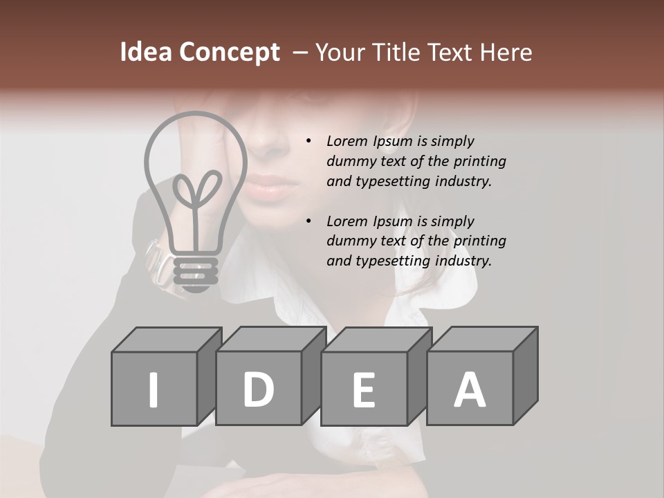 A Woman Sitting At A Desk With Her Hand On Her Head PowerPoint Template