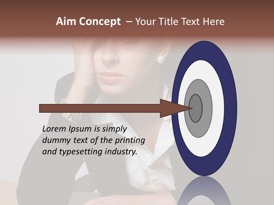 A Woman Sitting At A Desk With Her Hand On Her Head PowerPoint Template