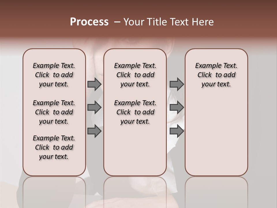 A Woman Sitting At A Desk With Her Hand On Her Head PowerPoint Template