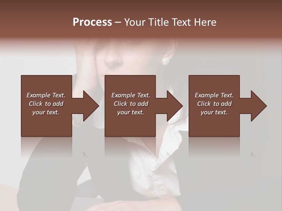 A Woman Sitting At A Desk With Her Hand On Her Head PowerPoint Template