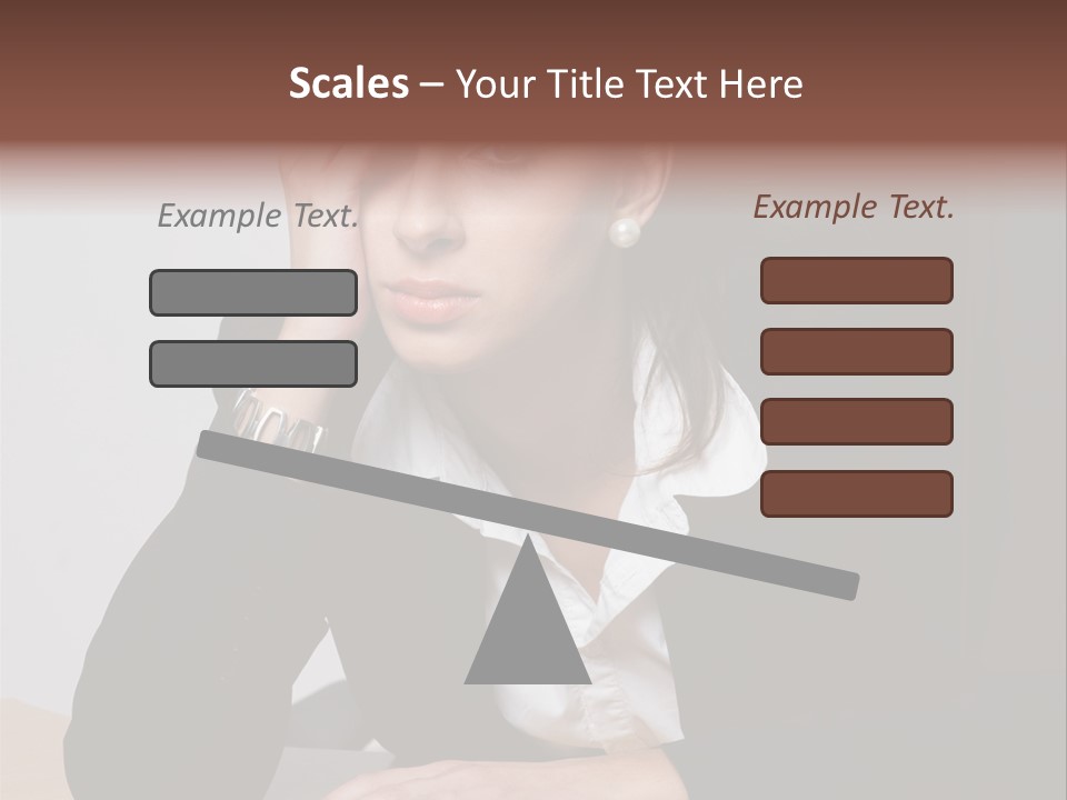 A Woman Sitting At A Desk With Her Hand On Her Head PowerPoint Template