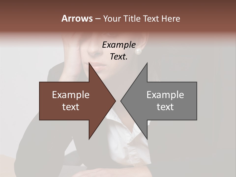 A Woman Sitting At A Desk With Her Hand On Her Head PowerPoint Template