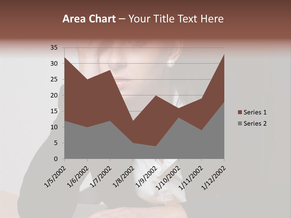 A Woman Sitting At A Desk With Her Hand On Her Head PowerPoint Template