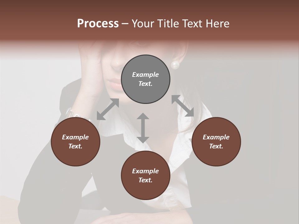 A Woman Sitting At A Desk With Her Hand On Her Head PowerPoint Template