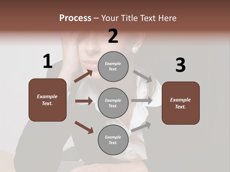 A Woman Sitting At A Desk With Her Hand On Her Head PowerPoint Template