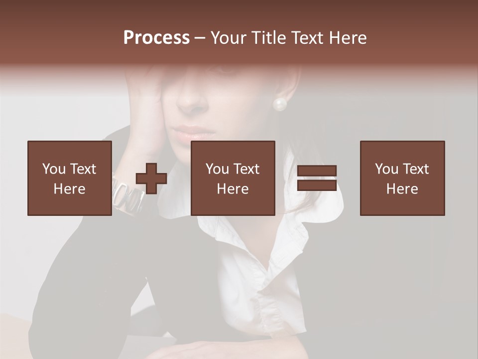 A Woman Sitting At A Desk With Her Hand On Her Head PowerPoint Template