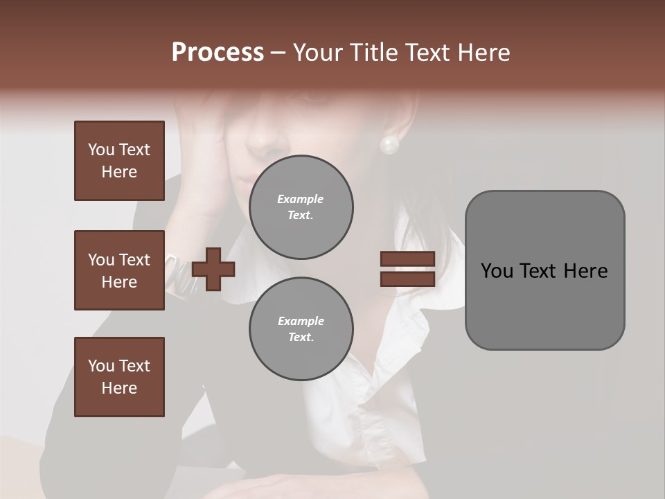 A Woman Sitting At A Desk With Her Hand On Her Head PowerPoint Template
