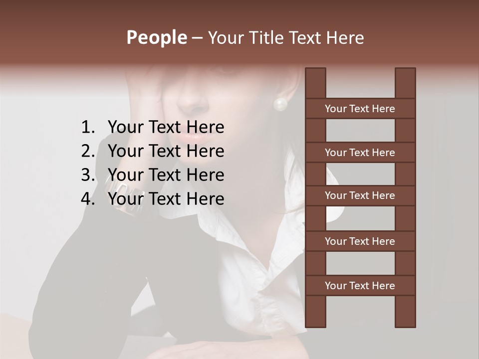 A Woman Sitting At A Desk With Her Hand On Her Head PowerPoint Template