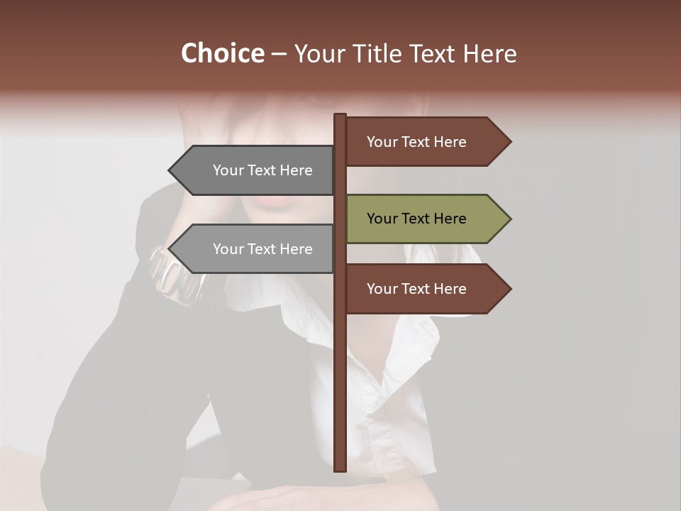 A Woman Sitting At A Desk With Her Hand On Her Head PowerPoint Template