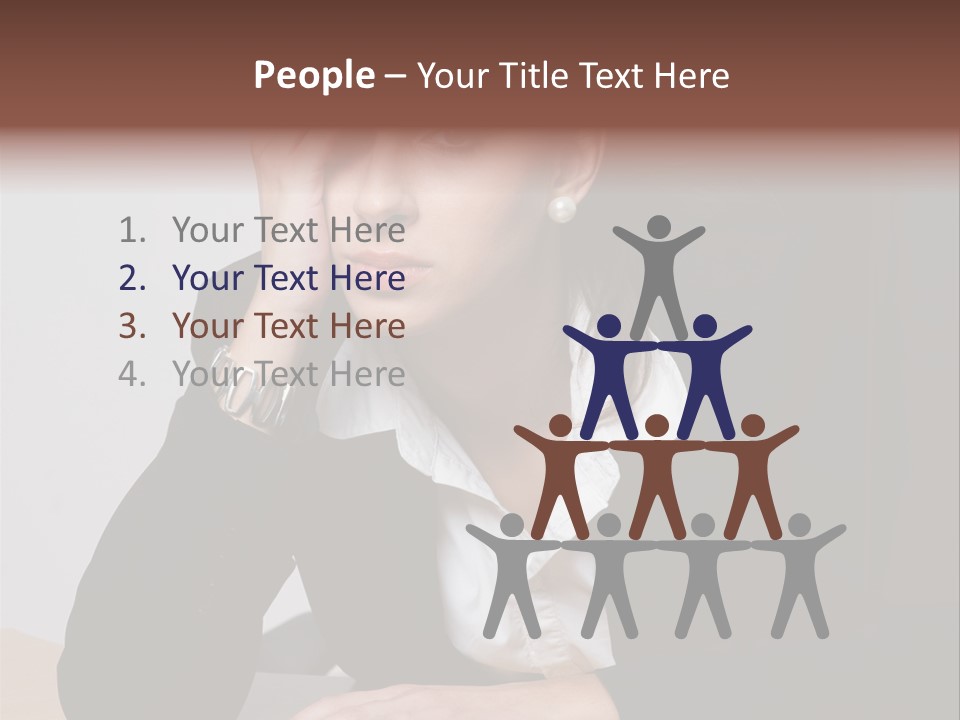 A Woman Sitting At A Desk With Her Hand On Her Head PowerPoint Template