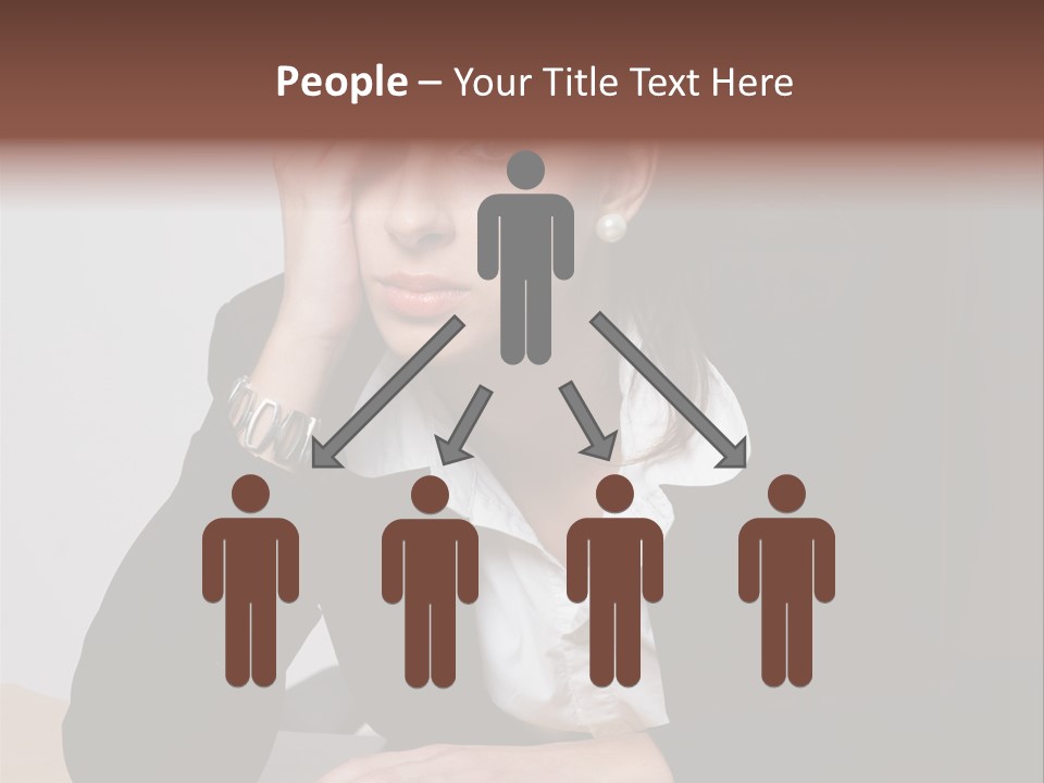 A Woman Sitting At A Desk With Her Hand On Her Head PowerPoint Template