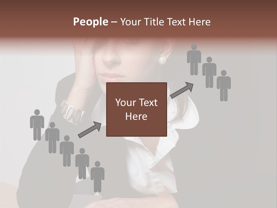 A Woman Sitting At A Desk With Her Hand On Her Head PowerPoint Template