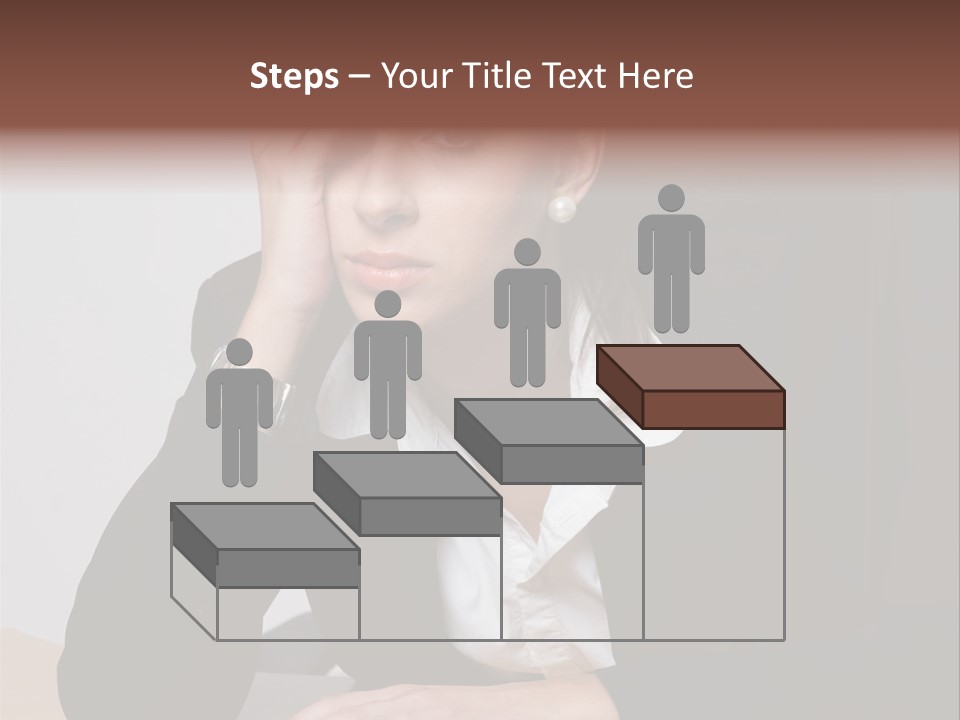 A Woman Sitting At A Desk With Her Hand On Her Head PowerPoint Template