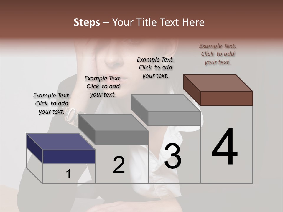 A Woman Sitting At A Desk With Her Hand On Her Head PowerPoint Template