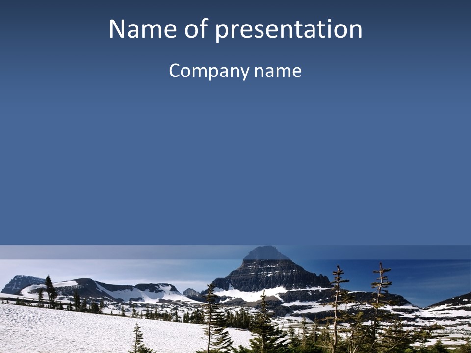 A Snow Covered Mountain With Trees In The Foreground PowerPoint Template