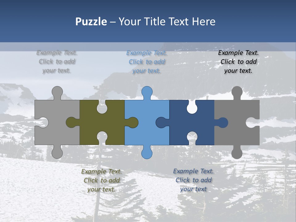 A Snow Covered Mountain With Trees In The Foreground PowerPoint Template