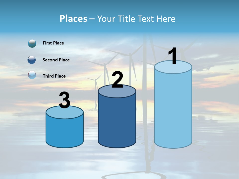 A Group Of Windmills Sitting On Top Of A Body Of Water PowerPoint Template