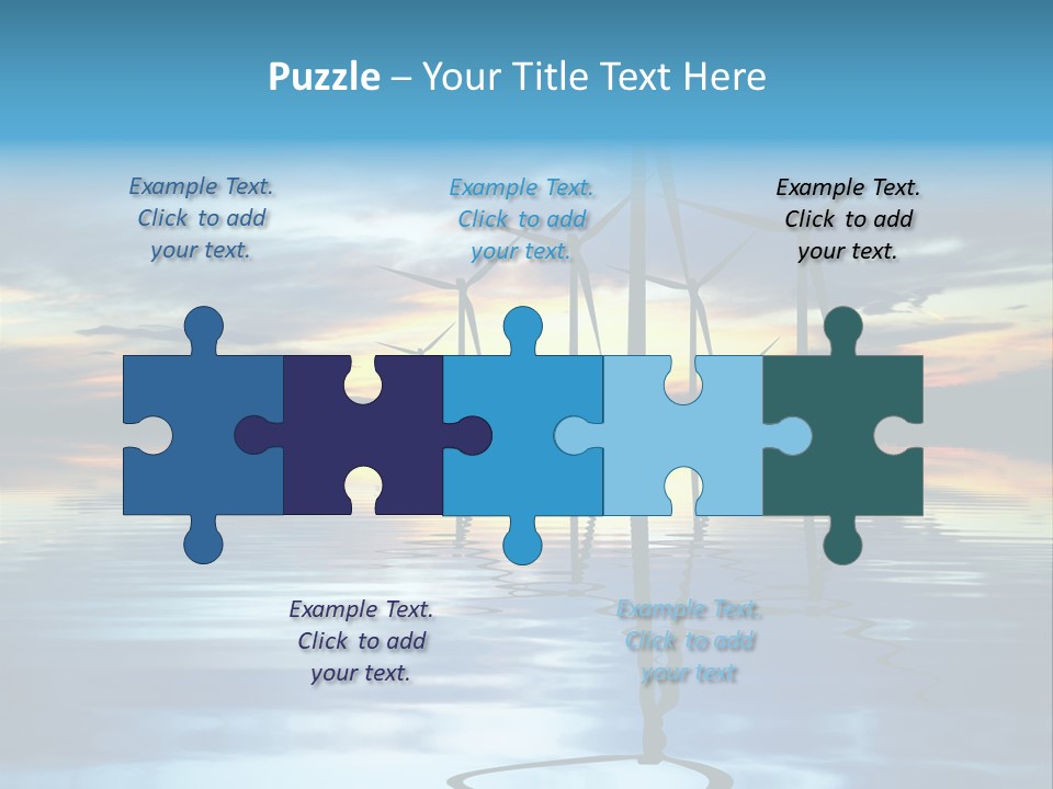 A Group Of Windmills Sitting On Top Of A Body Of Water PowerPoint Template