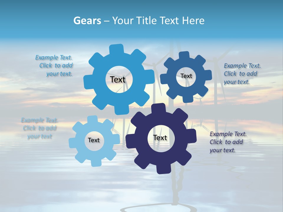 A Group Of Windmills Sitting On Top Of A Body Of Water PowerPoint Template