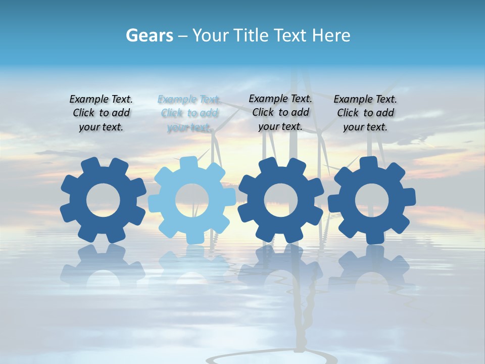 A Group Of Windmills Sitting On Top Of A Body Of Water PowerPoint Template