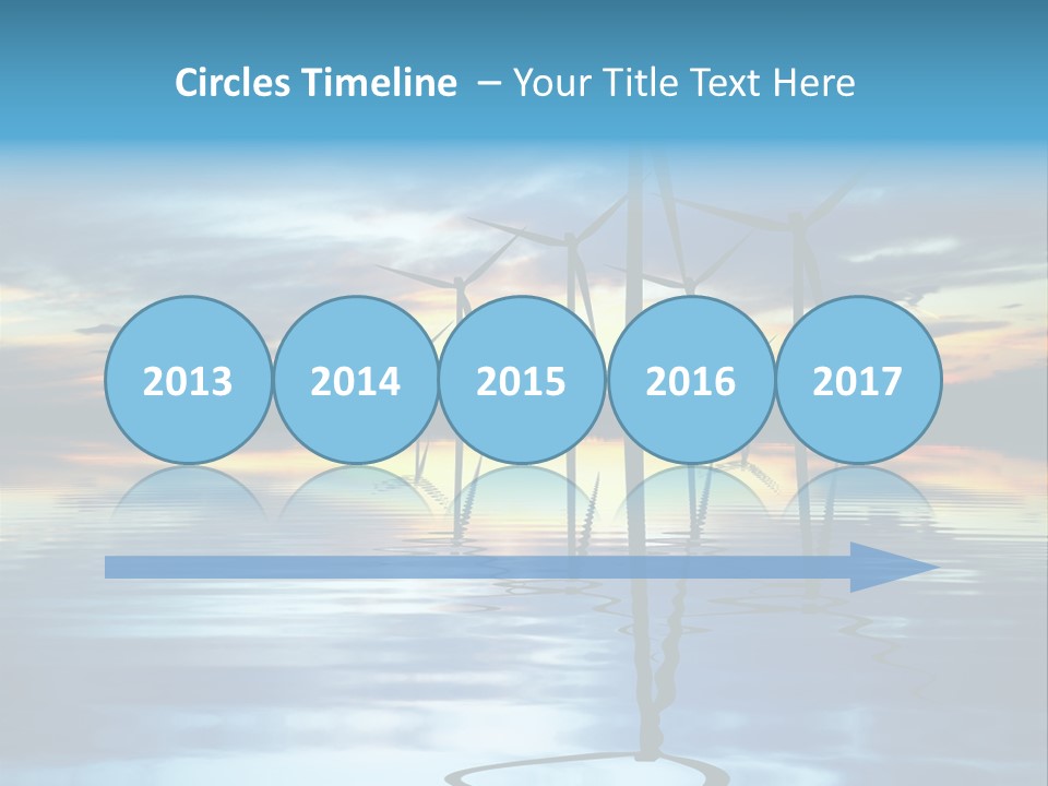 A Group Of Windmills Sitting On Top Of A Body Of Water PowerPoint Template