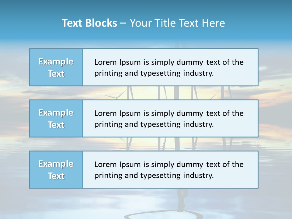 A Group Of Windmills Sitting On Top Of A Body Of Water PowerPoint Template