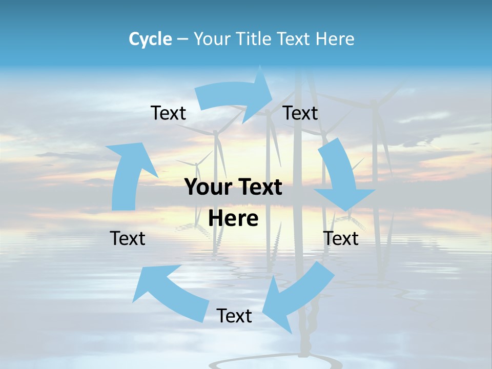 A Group Of Windmills Sitting On Top Of A Body Of Water PowerPoint Template
