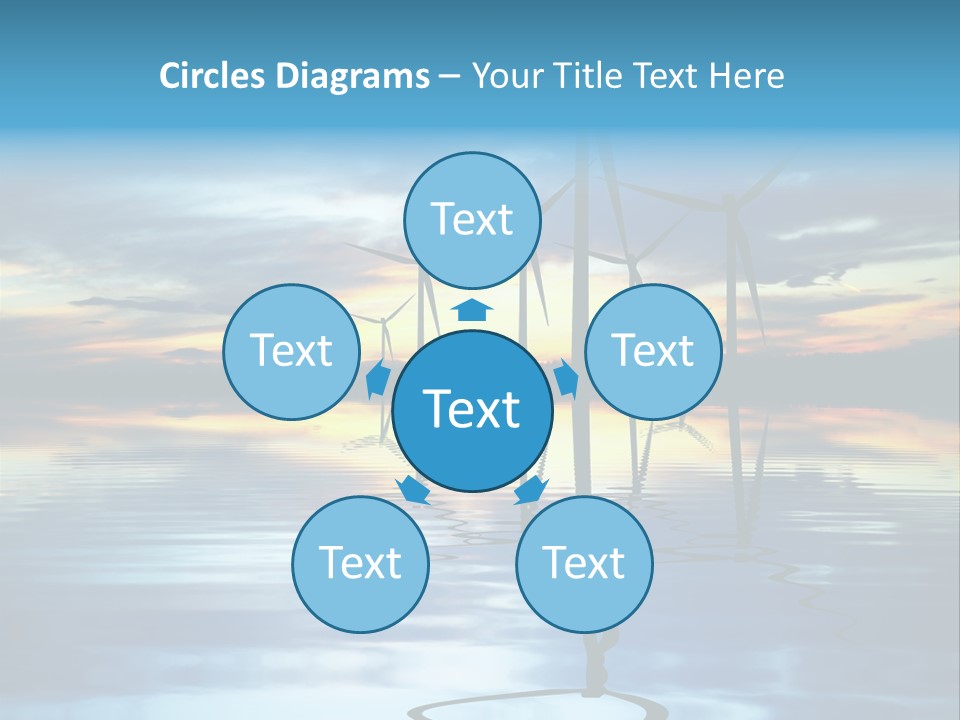A Group Of Windmills Sitting On Top Of A Body Of Water PowerPoint Template