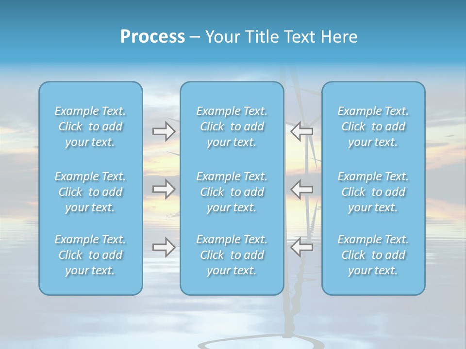 A Group Of Windmills Sitting On Top Of A Body Of Water PowerPoint Template