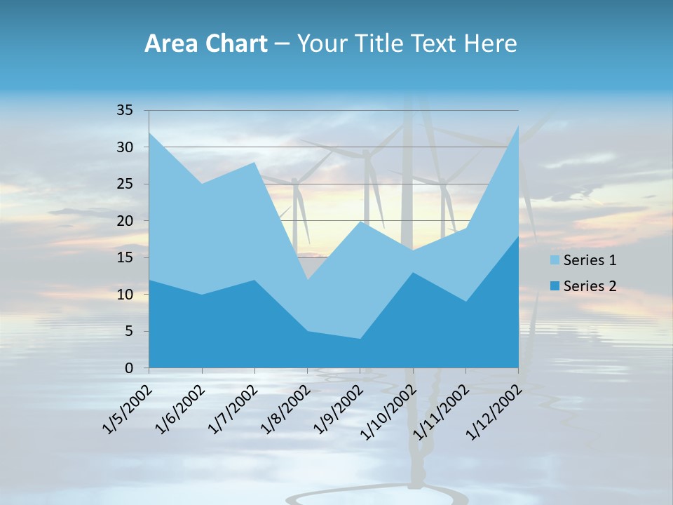A Group Of Windmills Sitting On Top Of A Body Of Water PowerPoint Template