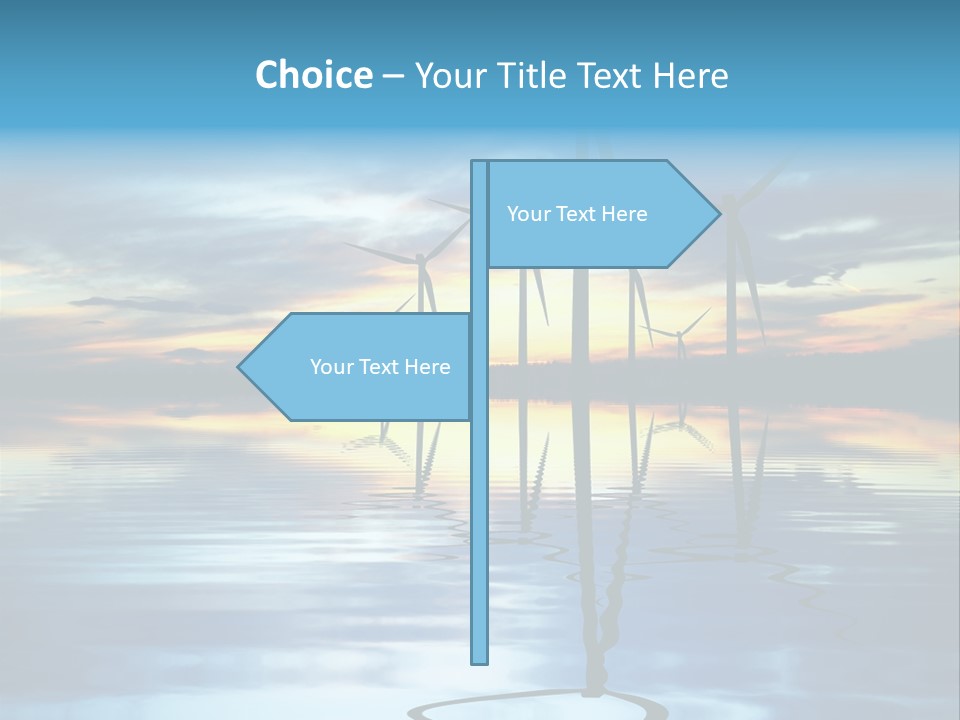 A Group Of Windmills Sitting On Top Of A Body Of Water PowerPoint Template
