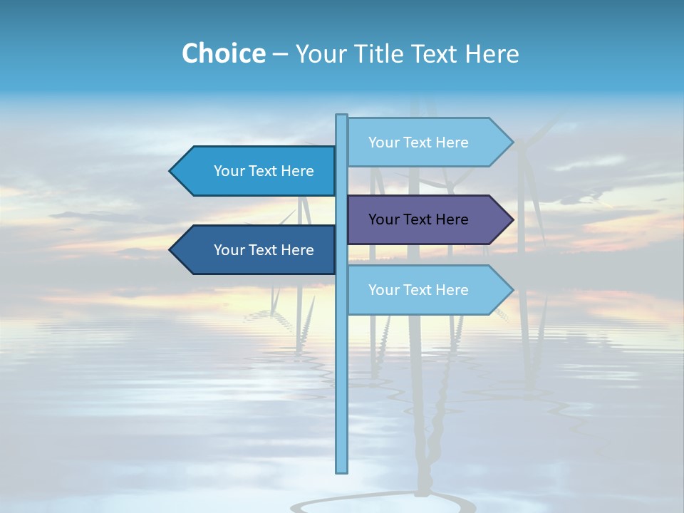 A Group Of Windmills Sitting On Top Of A Body Of Water PowerPoint Template