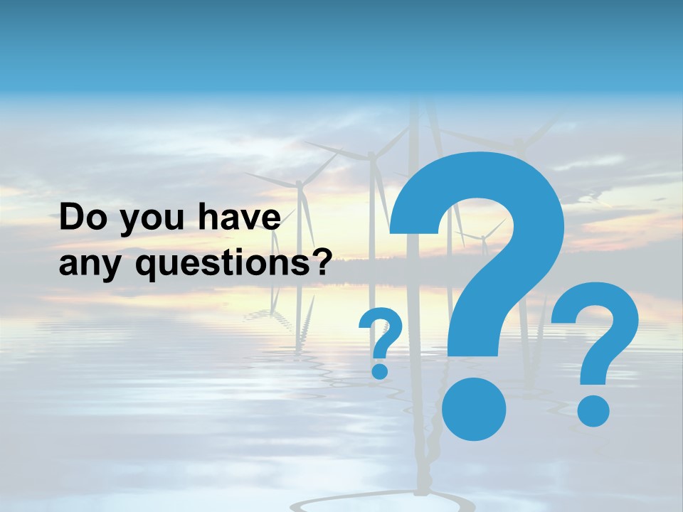 A Group Of Windmills Sitting On Top Of A Body Of Water PowerPoint Template