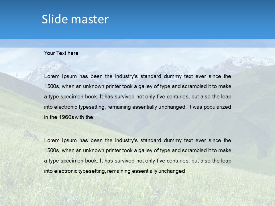 A Green Field With Mountains In The Background PowerPoint Template