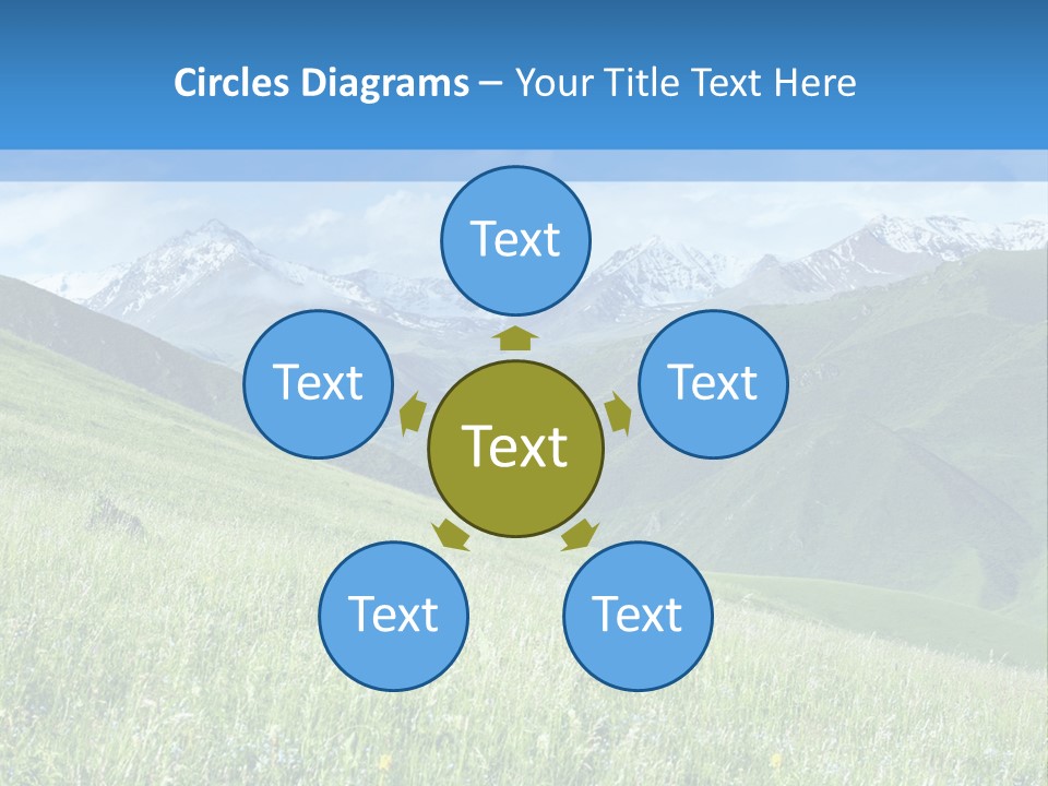 A Green Field With Mountains In The Background PowerPoint Template