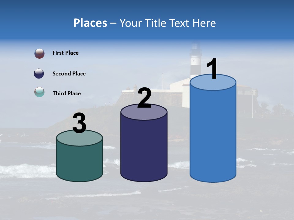 A Lighthouse Sitting On Top Of A Green Hill Next To The Ocean PowerPoint Template