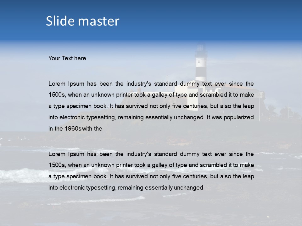A Lighthouse Sitting On Top Of A Green Hill Next To The Ocean PowerPoint Template