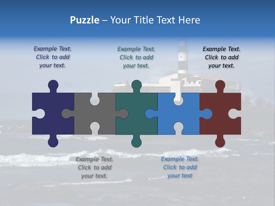 A Lighthouse Sitting On Top Of A Green Hill Next To The Ocean PowerPoint Template